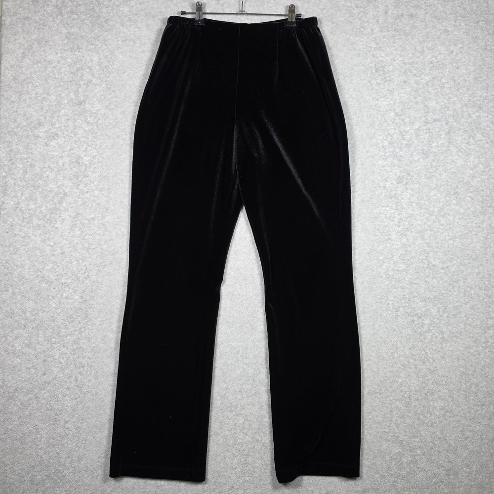 Vintage Chicos Pull On Pants Womens Size 1 US Sz 8 Black Velour Straight USA